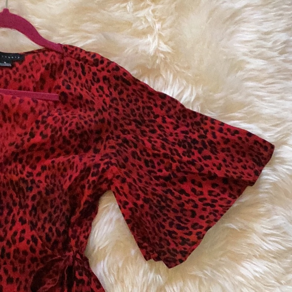 Sanctuary Animal Print Wrap Dress w/ Bell Sleeves - Picture 9 of 10